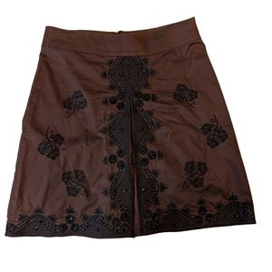 Le Chateau sz13/14 Chocolate Brown Beaded midi skirt EUC